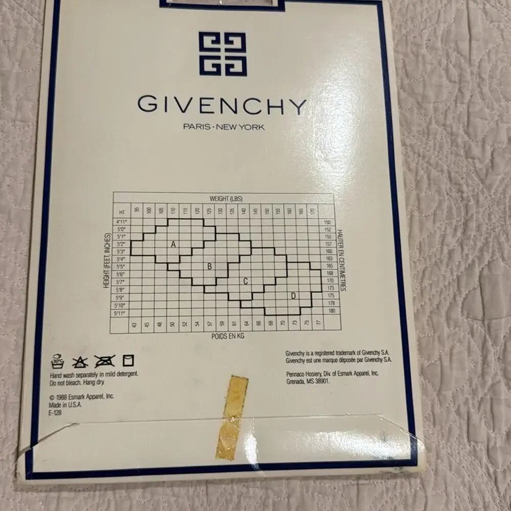 NIP Vintage 80s/90s Givenchy Ivory Dot French Ultra Sheer Control Top Pantyhose